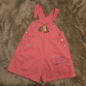 Vintage 90's Disney "Pooh 100 Acre Collection" Pink Tigger Embroidered Overalls